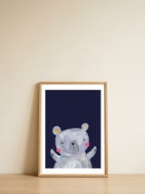 Woodland Bear On Navy — framed, leaning against the wall thumbnail