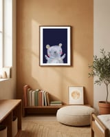 Woodland Bear On Navy framed in a gentle room thumbnail