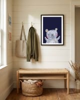 Woodland Bear On Navy framed in a relaxed room thumbnail