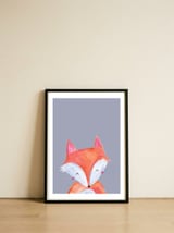 Woodland Fox On Grey — framed, leaning against the wall thumbnail