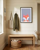 Woodland Fox On Grey framed in a relaxed room thumbnail