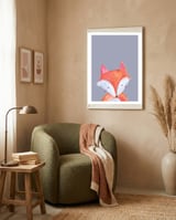 Woodland Fox On Grey framed in a tender room thumbnail