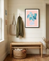 minimal house plant painting in stripy vase framed in a relaxed room thumbnail