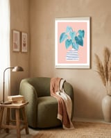 minimal house plant painting in stripy vase framed in a tender room thumbnail