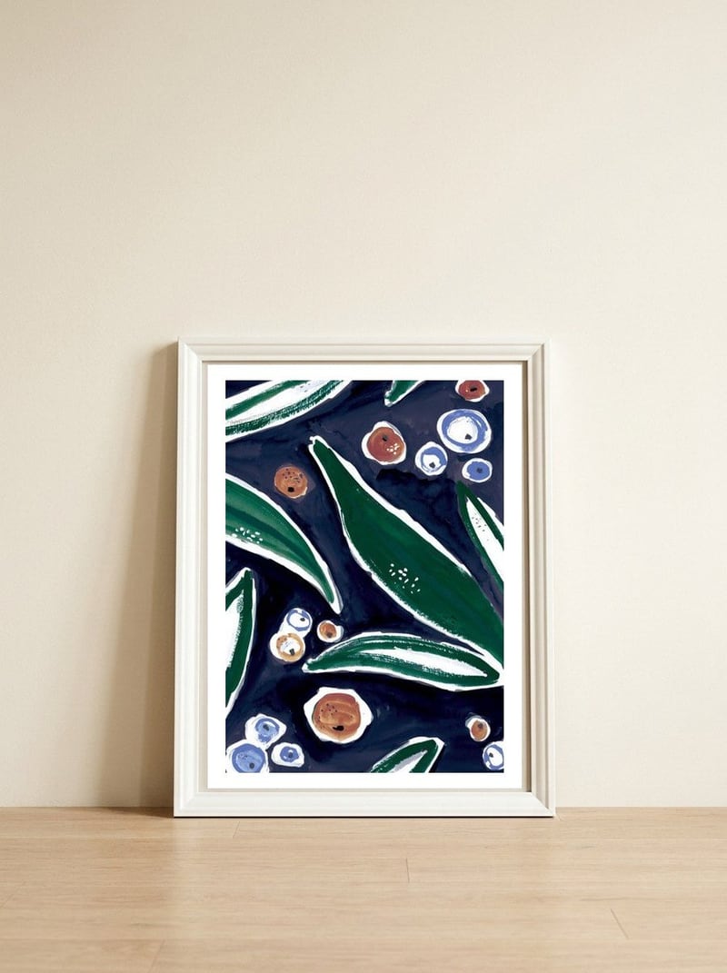 Autumn leaves — framed, leaning against the wall