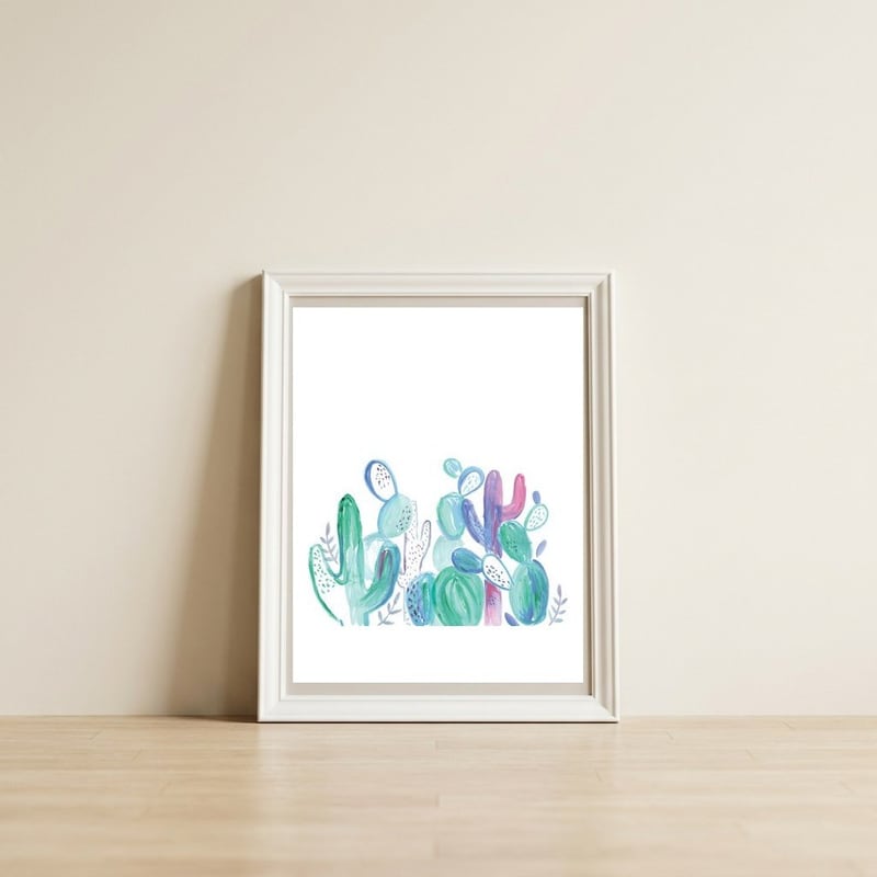 Abstract Cacti — framed, leaning against the wall