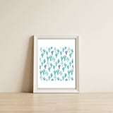 All Over Painted Cacti Mint And Pink — framed, leaning against the wall thumbnail