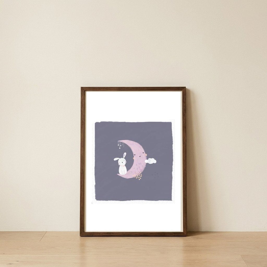 Baby Bunny And Moon B — framed, leaning against the wall