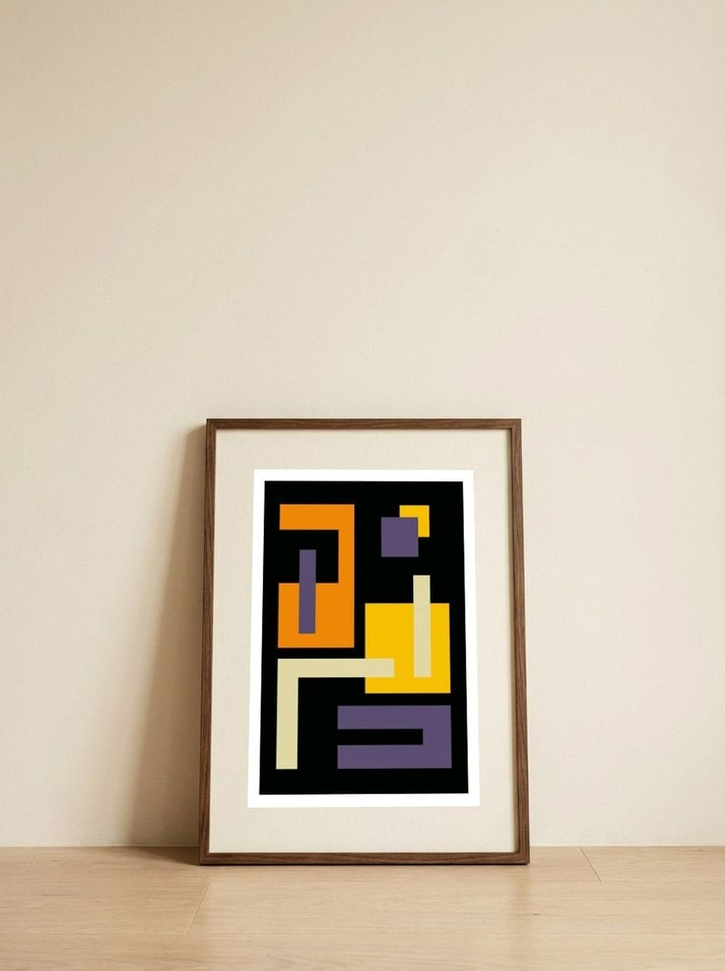 About Black — framed, leaning against the wall