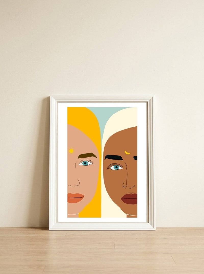 Day & Night — framed, leaning against the wall