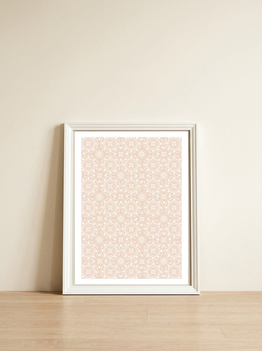 Lace — framed, leaning against the wall