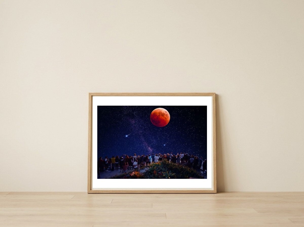 Crow see Planet — framed, leaning against the wall