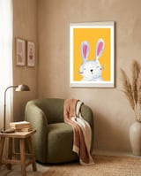Woodland Bunny On Mustard framed in a tender room thumbnail