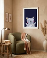Woodland Bear On Navy framed in a tender room thumbnail