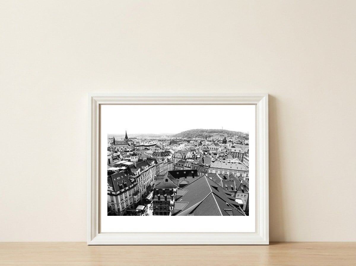 Prague Rooftops  — framed, leaning against the wall