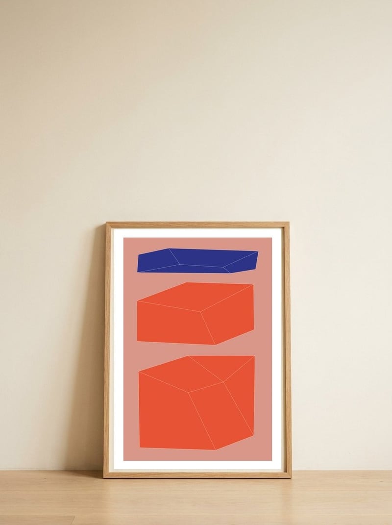 Minimal Geometry No 9 — framed, leaning against the wall