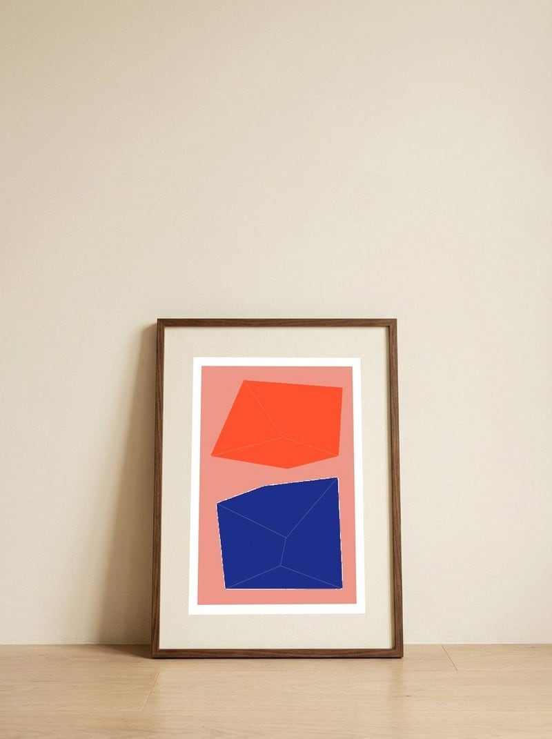 Minimal Geometry No 10 — framed, leaning against the wall