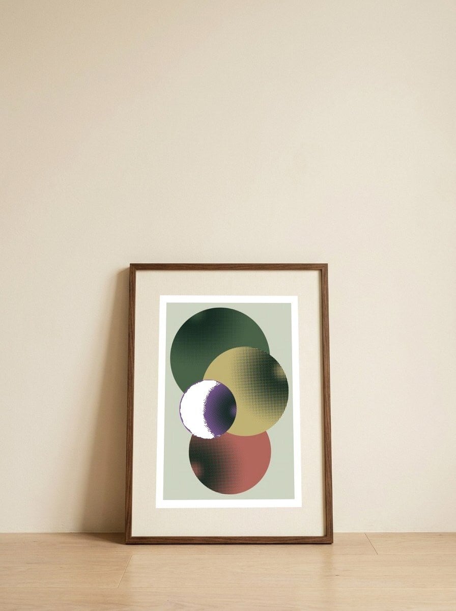 Kreise o.T. 2 — framed, leaning against the wall