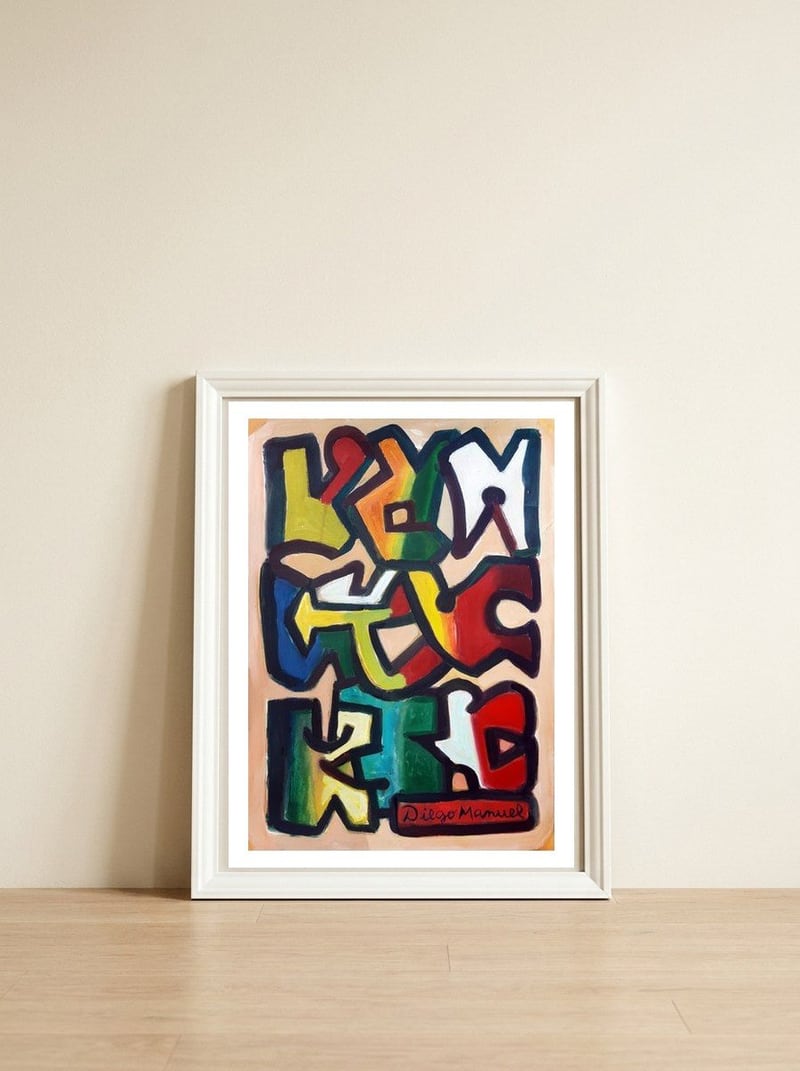Graffiti 24 — framed, leaning against the wall