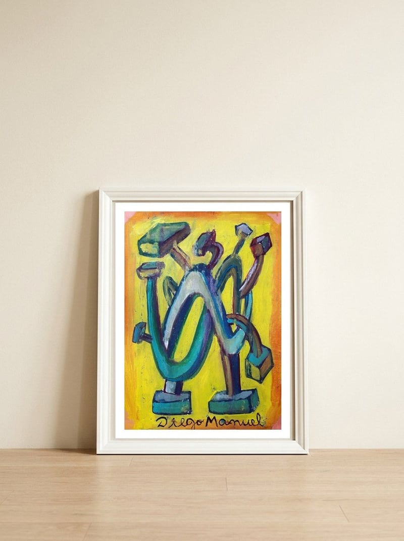 Graffiti 28 — framed, leaning against the wall