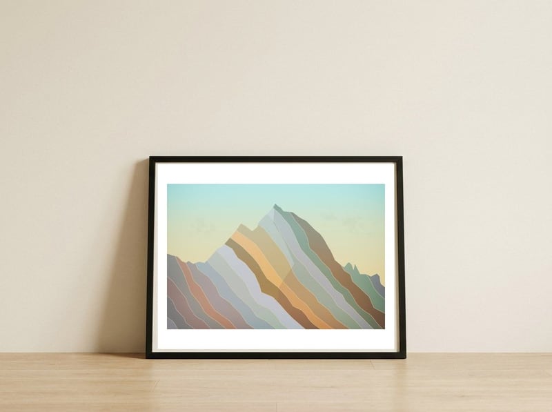 Mountains — framed, leaning against the wall