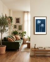 Indigo Dandelion framed in a grounding room thumbnail