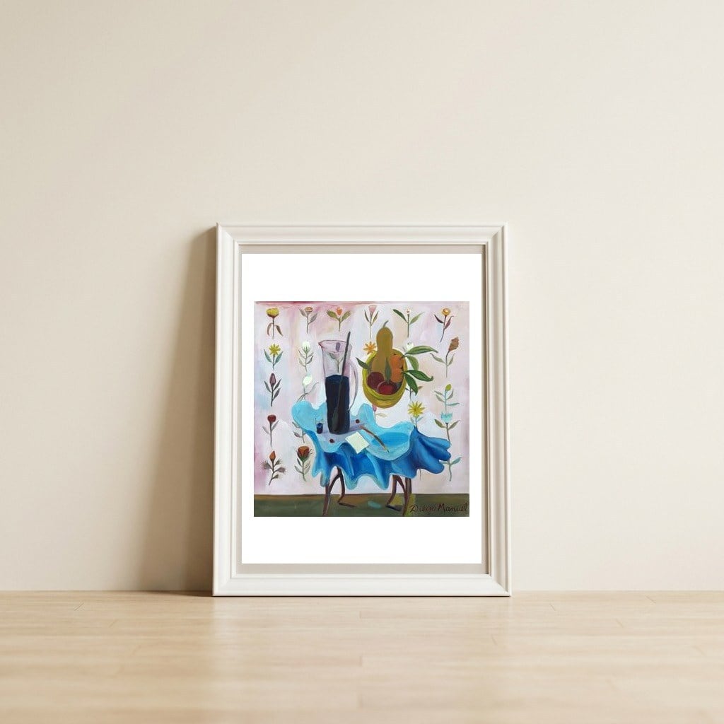 Frutera Que Vuela — framed, leaning against the wall