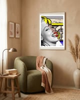 Lichtenstein's Sailboat Girl & Marylin Monroe framed in a tender room thumbnail