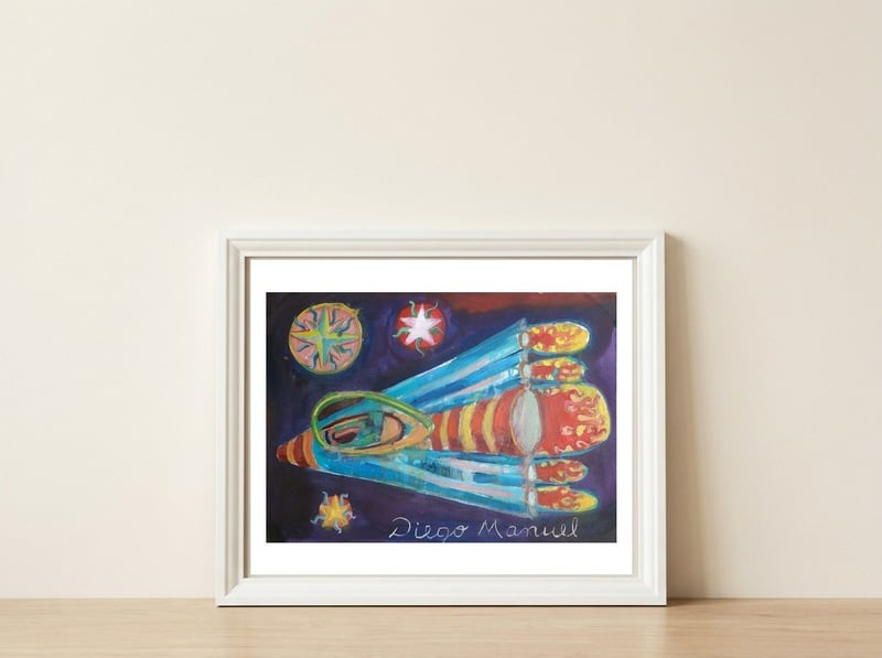 Nave Espacial — framed, leaning against the wall