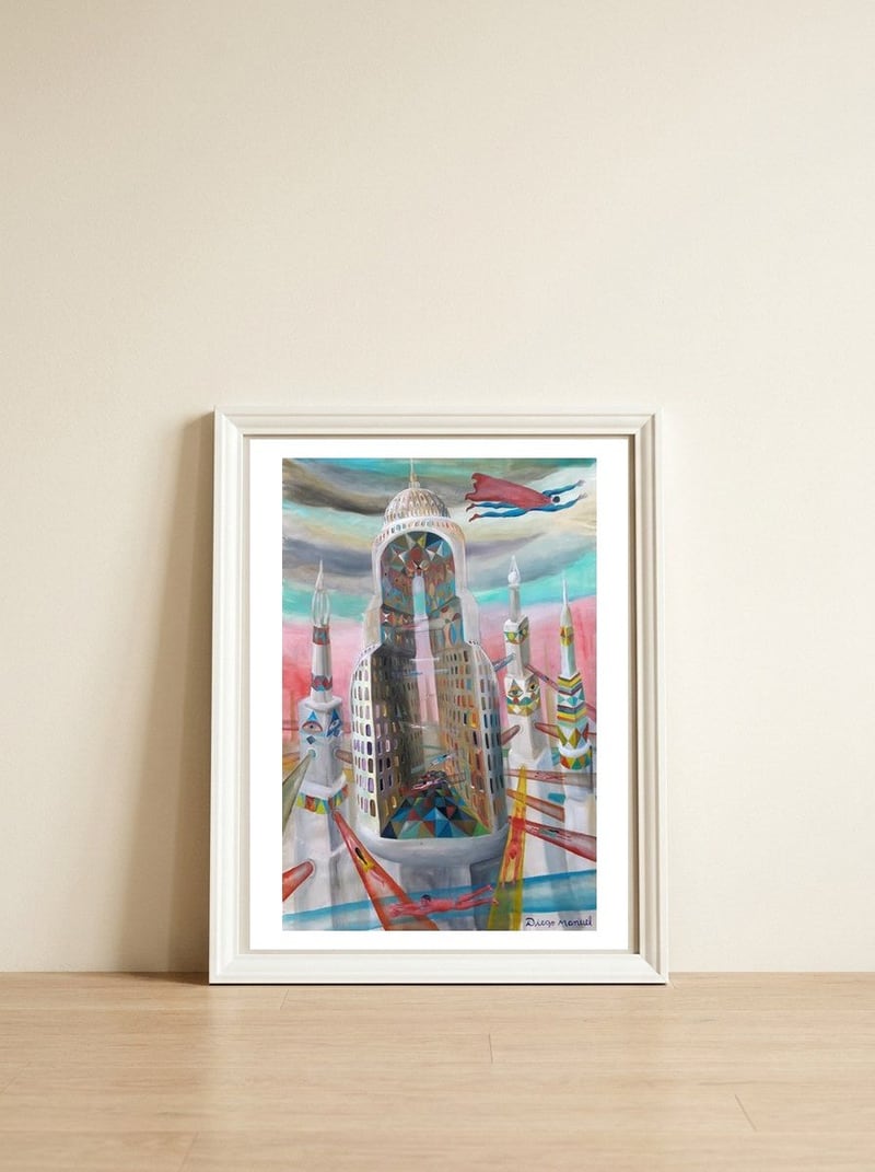 New York 2099 — framed, leaning against the wall