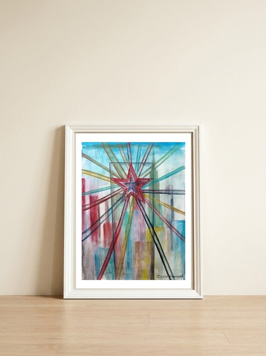 New York Star — framed, leaning against the wall
