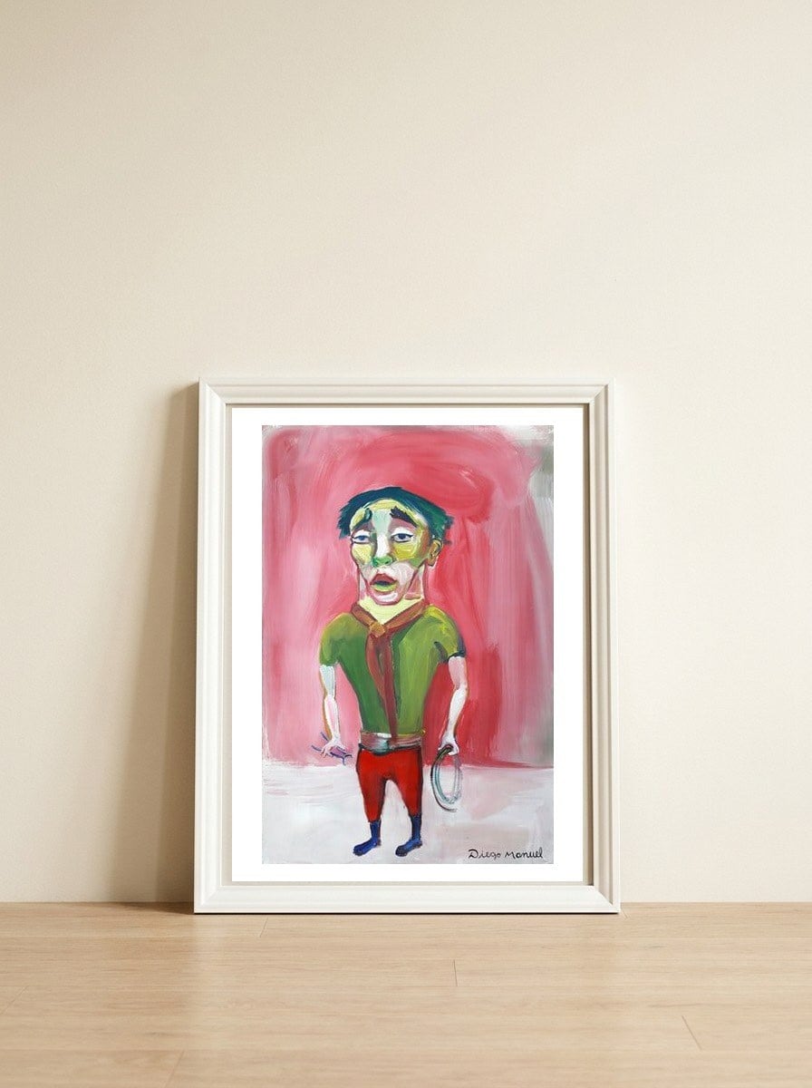 Peon Alambreador — framed, leaning against the wall