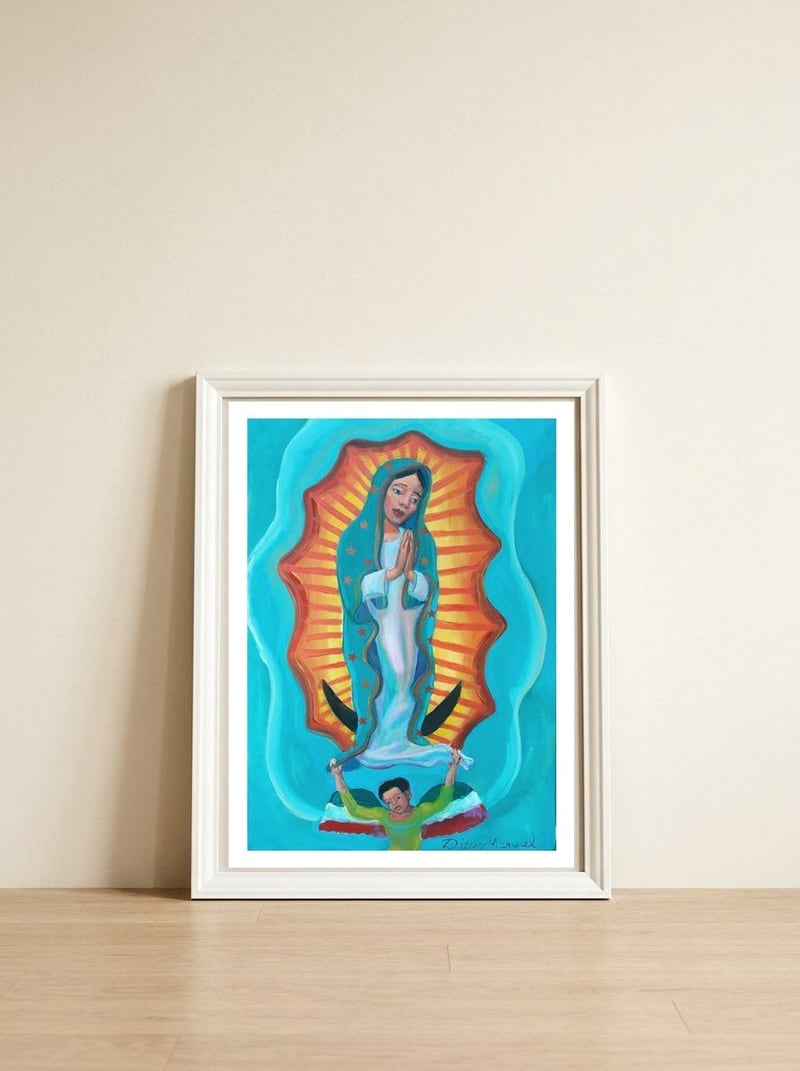 Virgen De Guadalupe 2 — framed, leaning against the wall