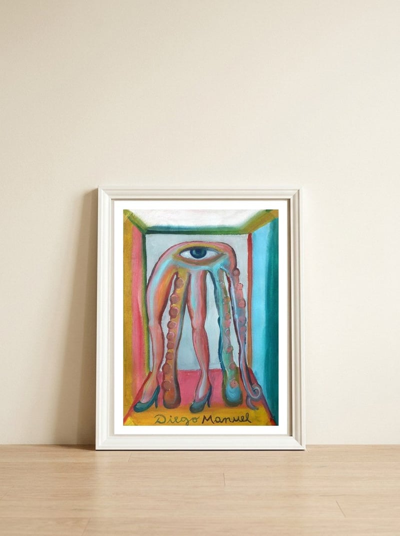 Animal Extraterrestre 3 — framed, leaning against the wall