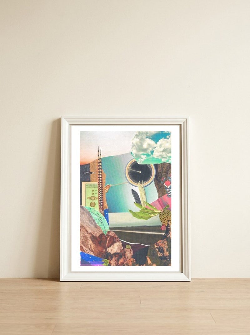 Inclose — framed, leaning against the wall