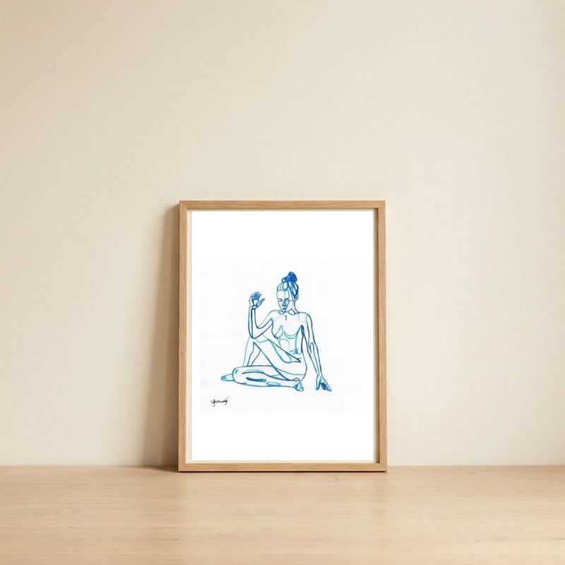 Ardha Matsyendrasana — framed, leaning against the wall