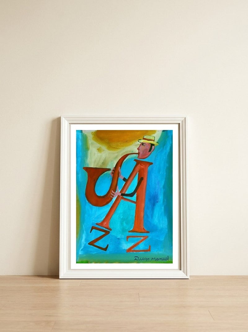 Jazz 5 — framed, leaning against the wall