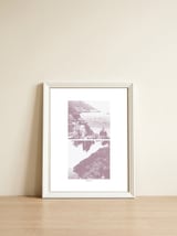 Printed Positano in Purple — framed, leaning against the wall thumbnail