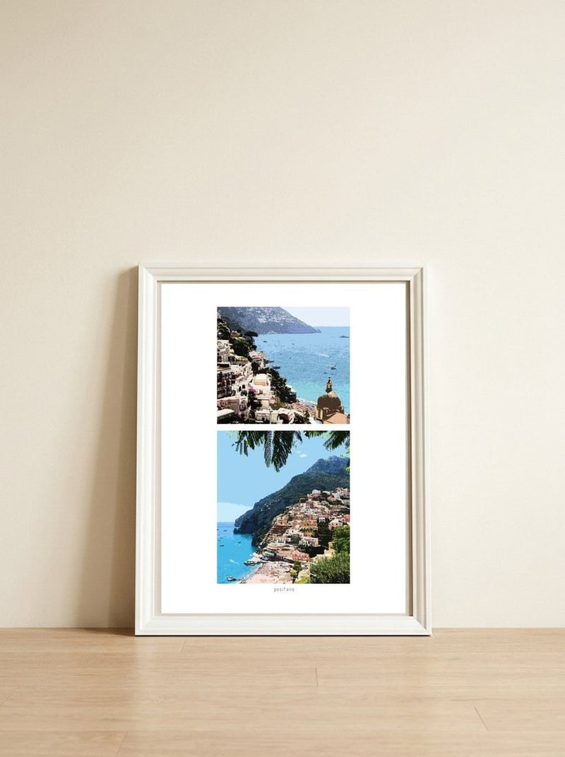 Positano in Paints  — framed, leaning against the wall