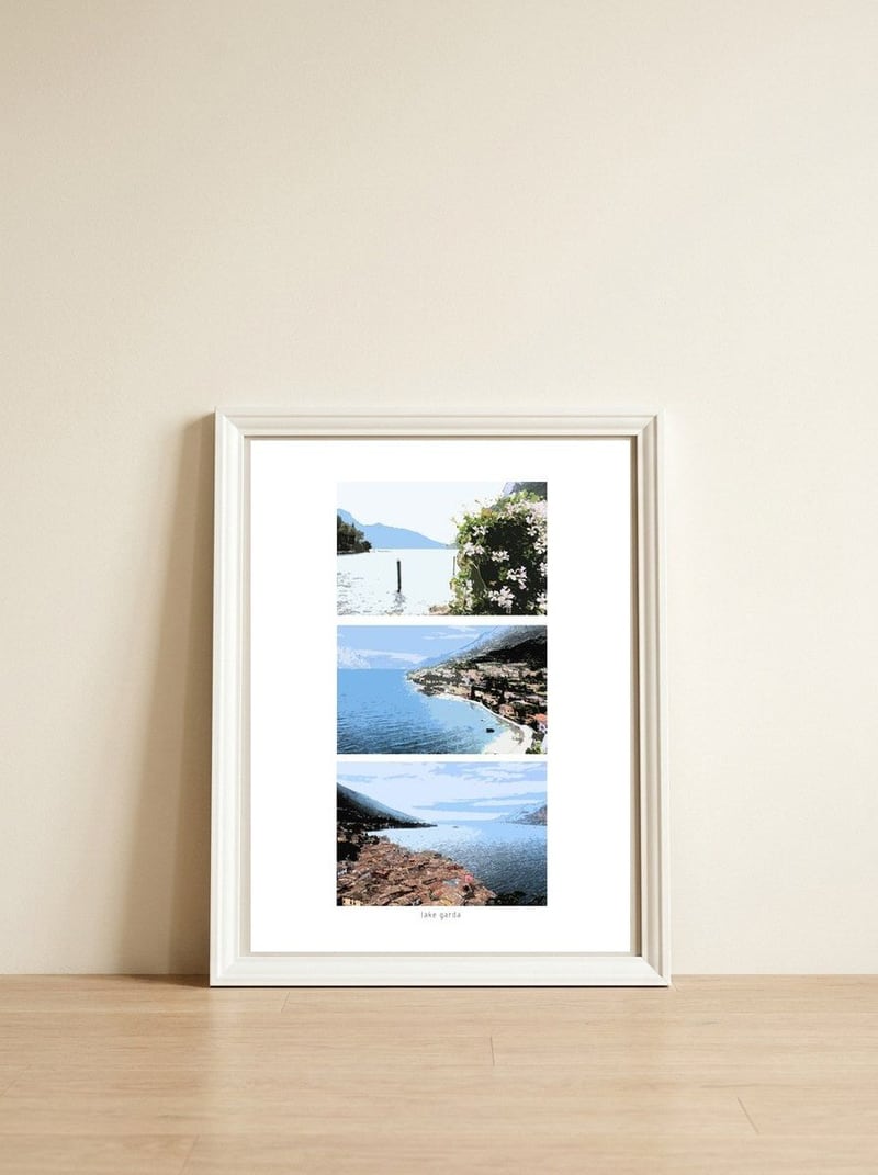 Lake Garda in Paints  — framed, leaning against the wall
