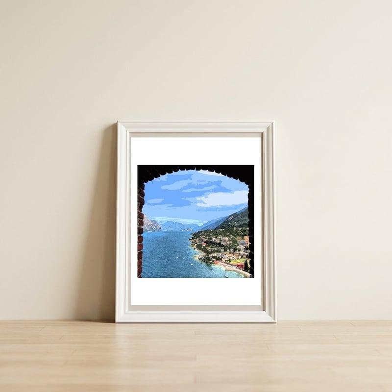 Lake Garda Painted — framed, leaning against the wall