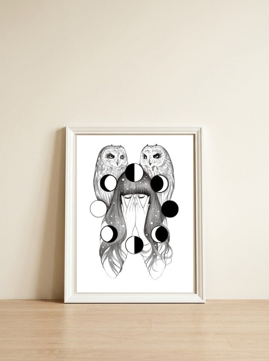 Moon Spells — framed, leaning against the wall