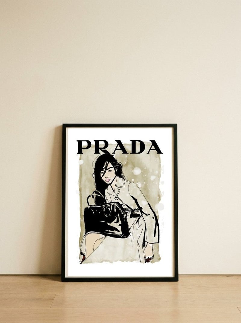 Prada Linen — framed, leaning against the wall