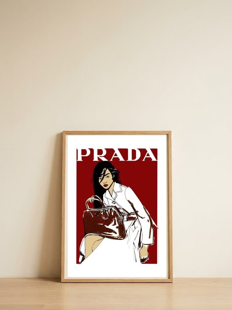 Prada — framed, leaning against the wall