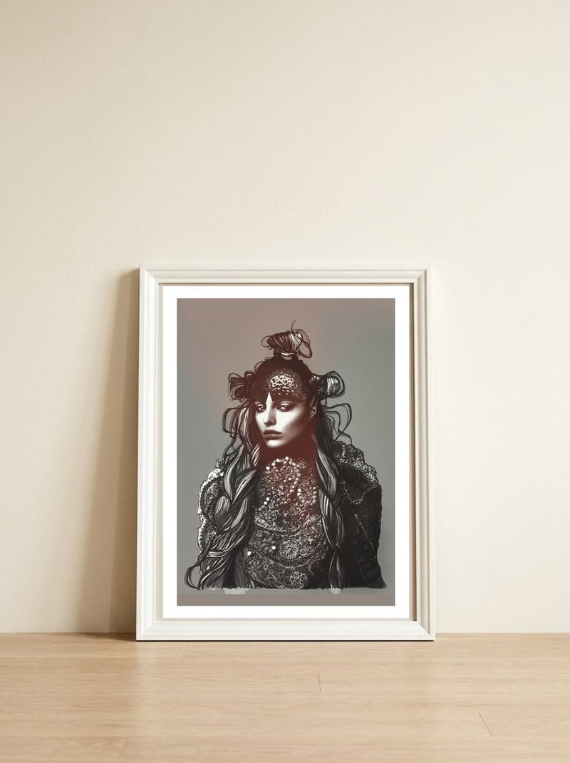 Warrior 2 — framed, leaning against the wall