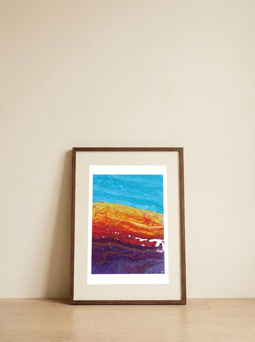 Molten Earth — framed, leaning against the wall
