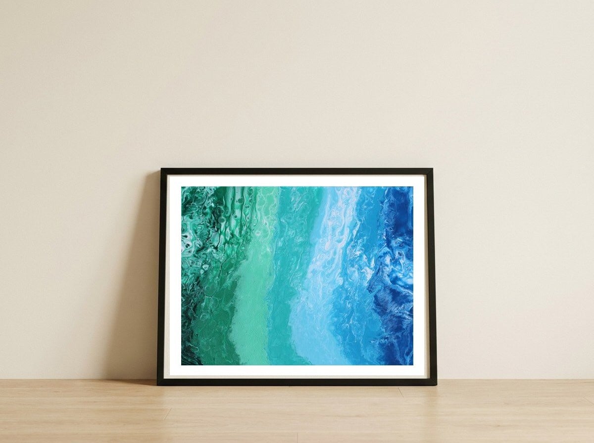 Open Water — framed, leaning against the wall