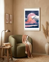 Pink Moon Rising framed in a tender room thumbnail