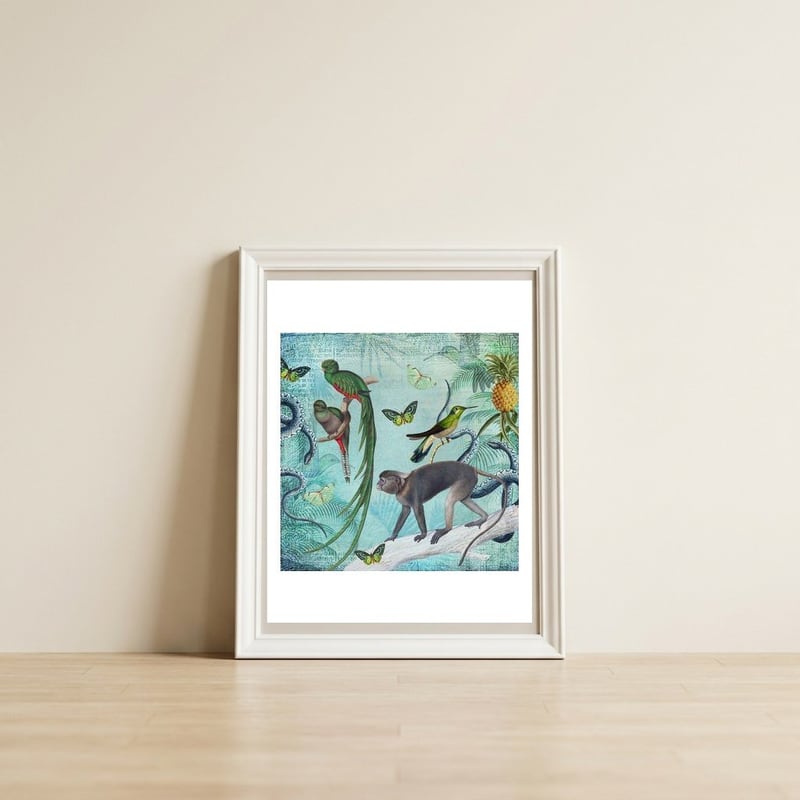 Jungle Paradise — framed, leaning against the wall