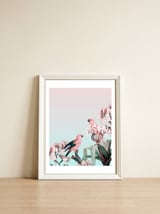 Pastel Parrots Paradise — framed, leaning against the wall thumbnail